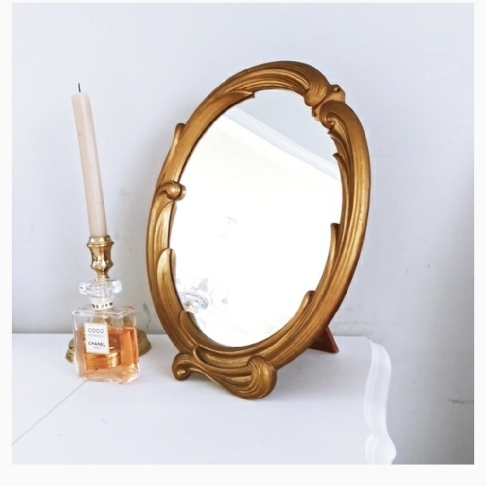 Vintage‎ Syroco wood gold mirror 1940 faux Bois